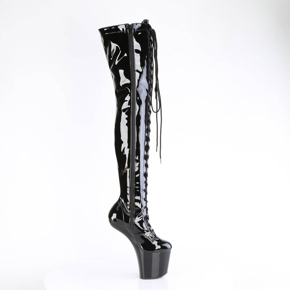 CRAZE 3023 Black Thigh High Heelless Boots