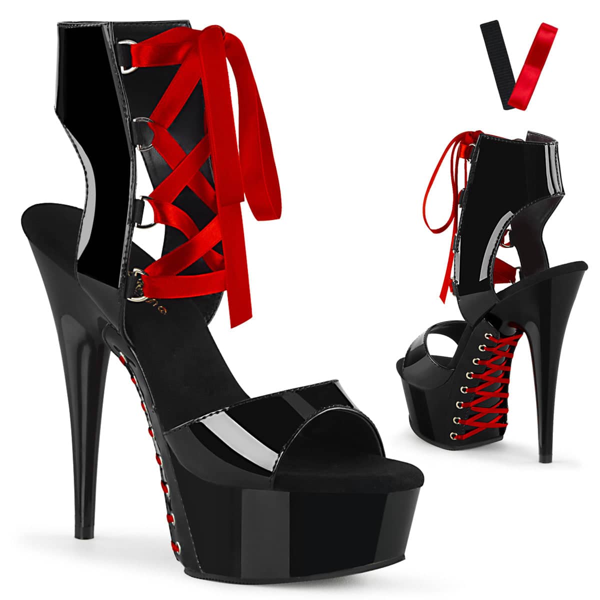 Red and black hot sale platform heels