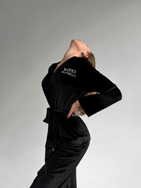 MAJESTIC Luxurious Velour Robe - Black