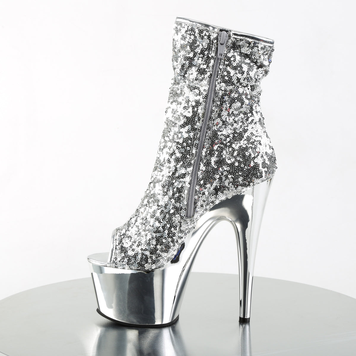 ADORE-1008SQ Calf High Peep Toe Boots Silver Multi view 4