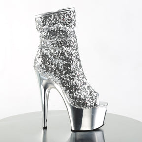 ADORE-1008SQ Calf High Peep Toe Boots Silver Multi view 2