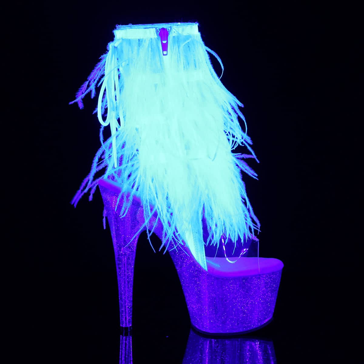 ADORE-1017MFF White Fringe Boots