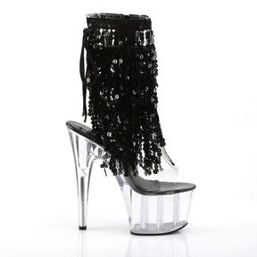 ADORE-1017SQF Clear & Silver Calf High Peep Toe High Heel Black & Clear Multi view 2