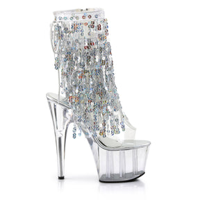 ADORE-1017SQF Clear & Silver Calf High Peep Toe High Heel Clear & Silver Multi view 2