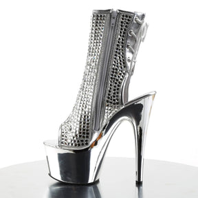 ADORE-1018DCS Rhinestone Silver Boots