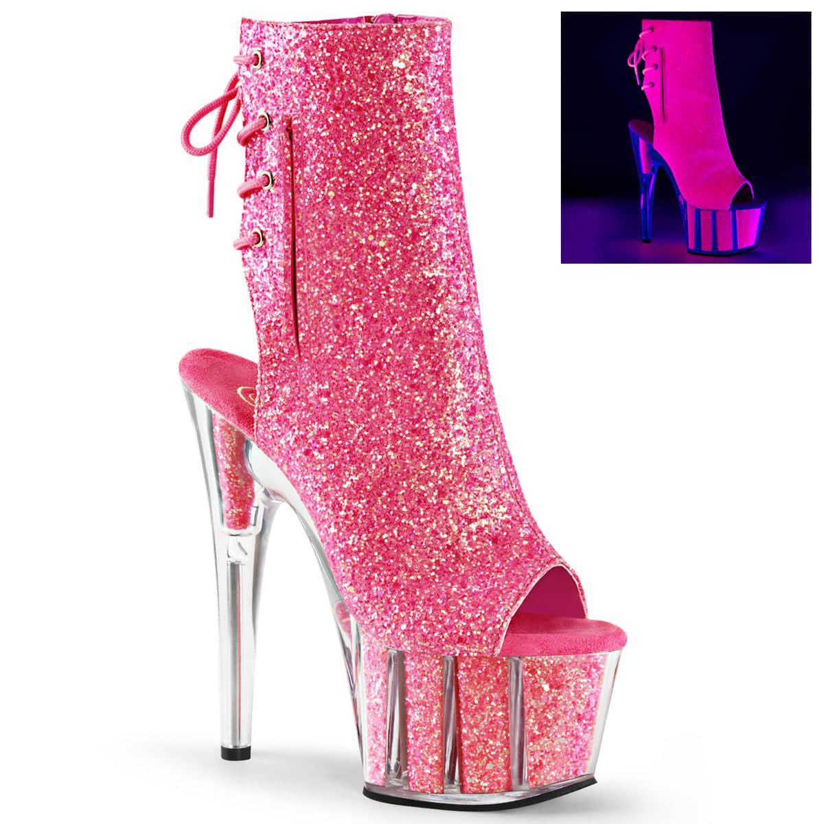 ADORE-1018G Glitter Peep Toe Boots