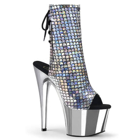 ADORE-1018MSC Silver Holographic Boots