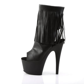 ADORE-1019 Black Leather Fringed Boots