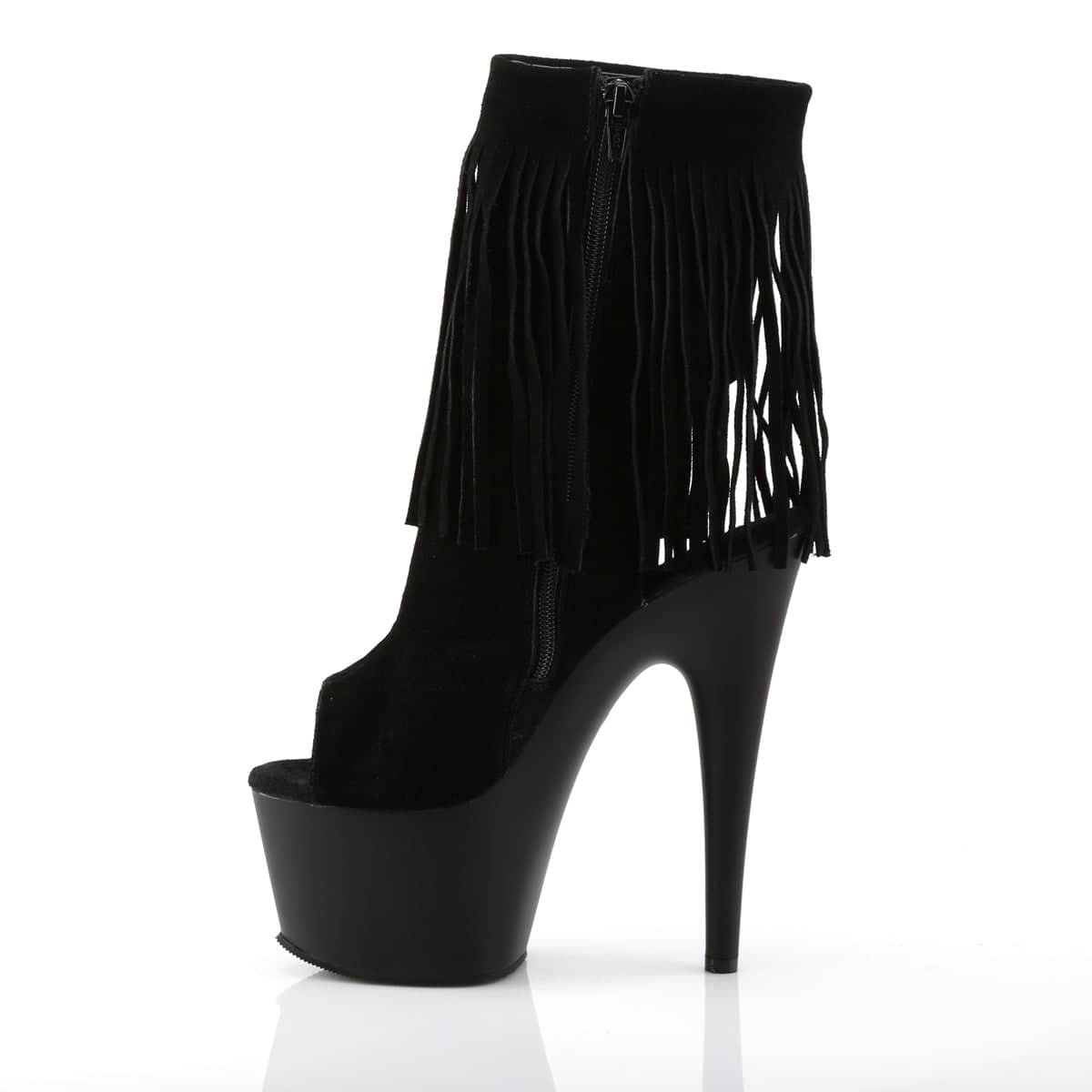 ADORE-1019 Black Suede Fringed Boots