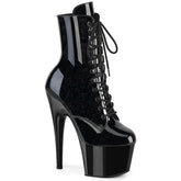 ADORE-1020BLG Black Glitter Platform Ankle Boots