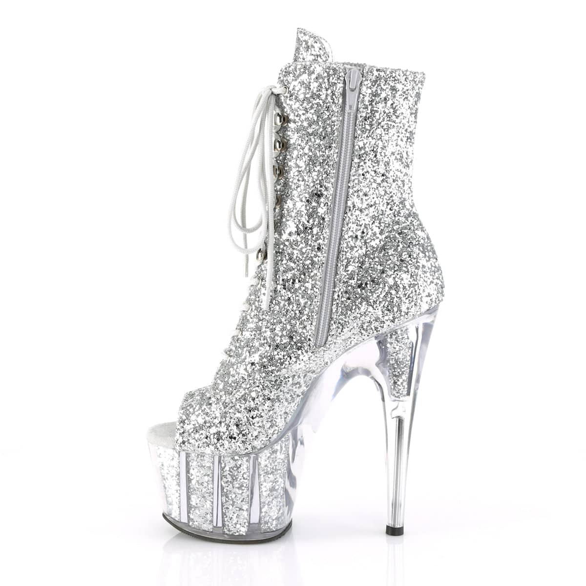 ADORE-1021G Silver Glitter Platform Boots