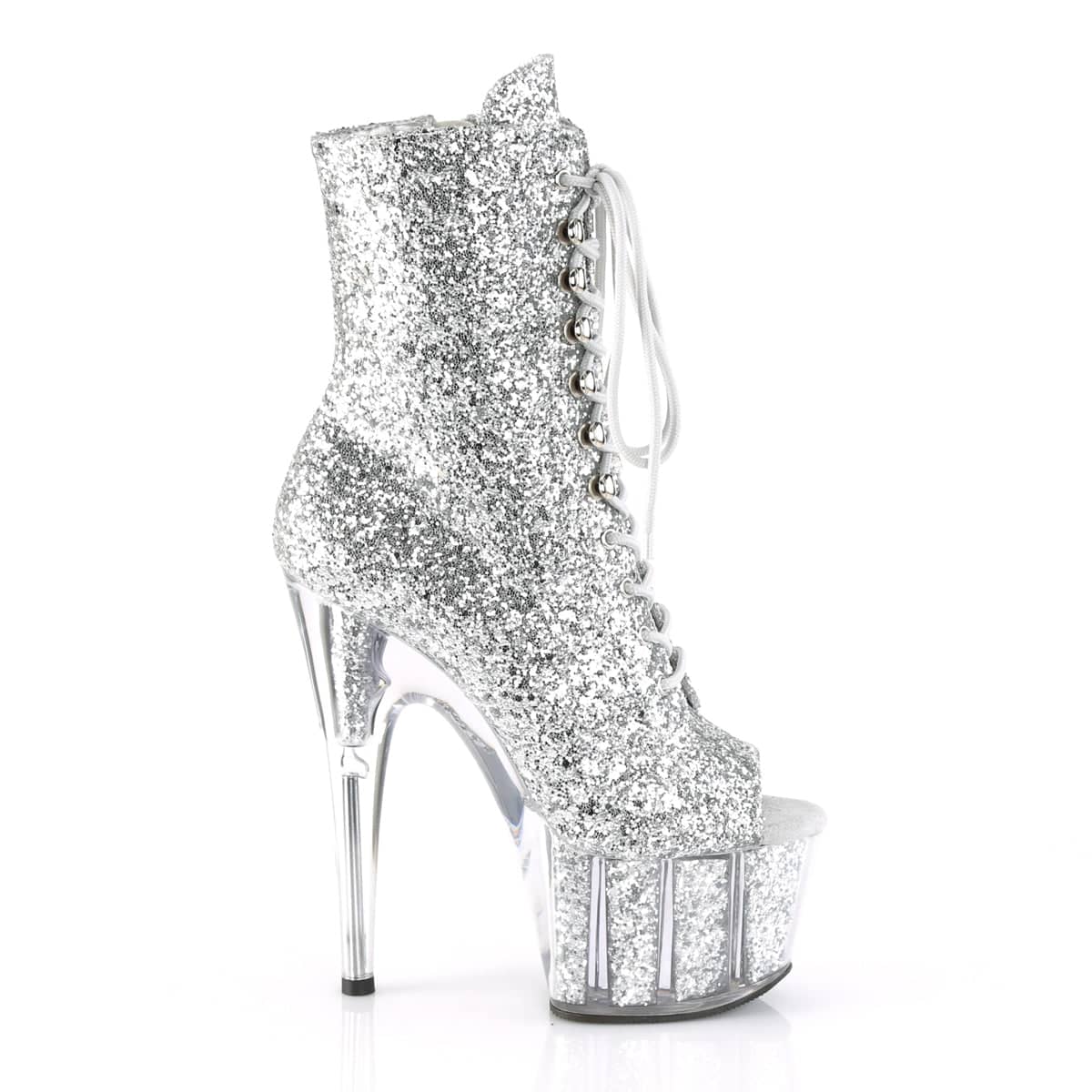 ADORE-1021G Silver Glitter Platform Boots