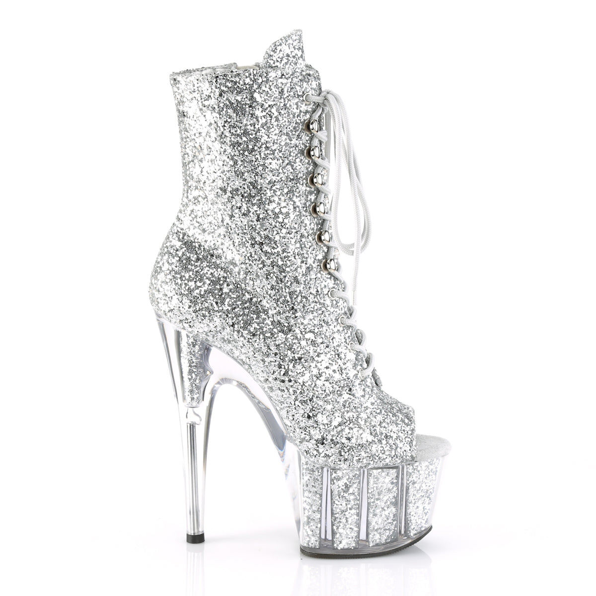 ADORE-1021G Silver Calf High Peep Toe Boots Silver Multi view 2