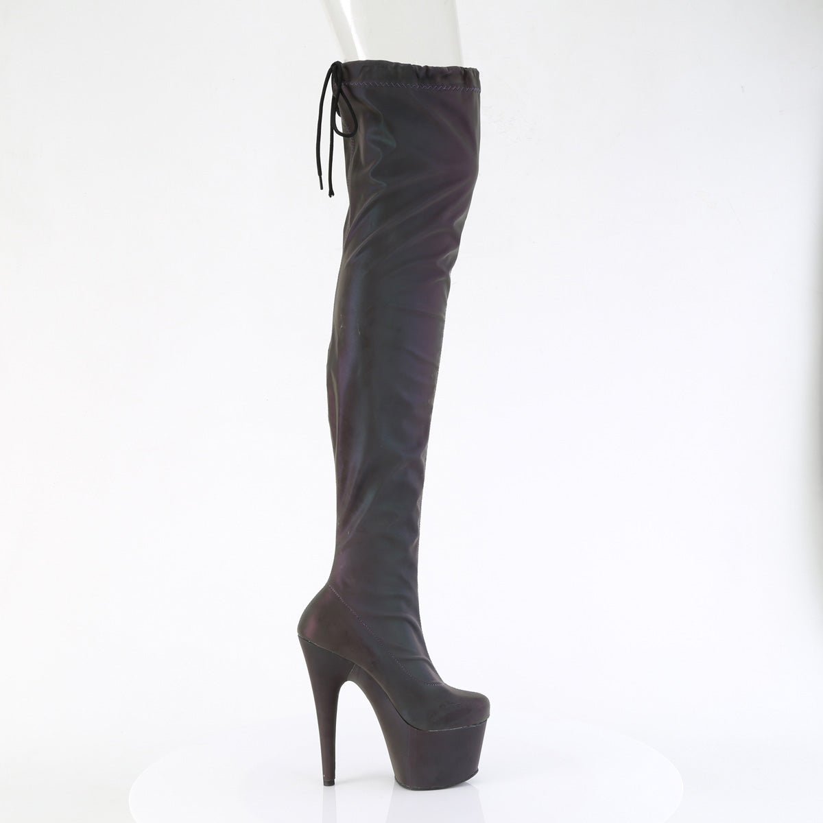 ADORE-3008REFL Stretch Pull-On Thigh High Boots