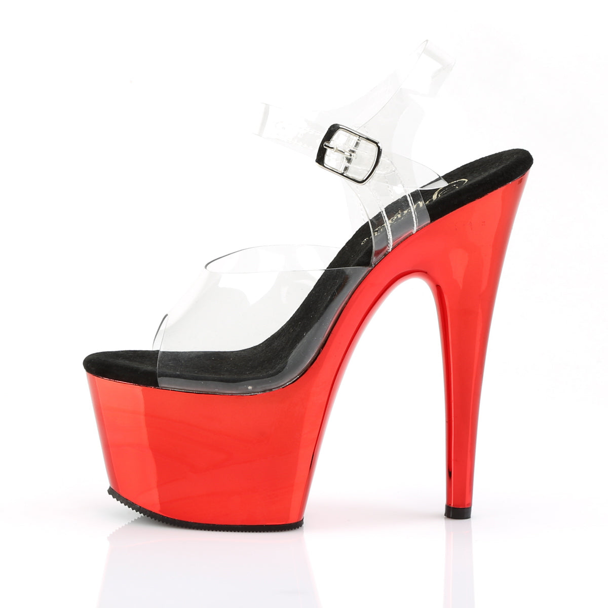 ADORE-708 Red & Clear Ankle Peep Toe High Heel Red & Clear Multi view 4