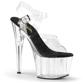 ADORE-708 Black & Clear Ankle Peep Toe High Heel