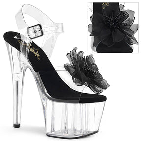 ADORE-708BFL Black & Clear Ankle Peep Toe High Heel