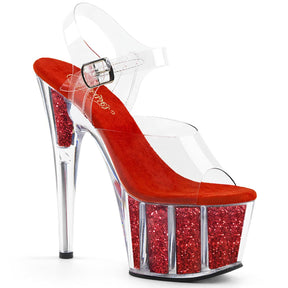 ADORE-708G Clear & Black Ankle Peep Toe High Heel