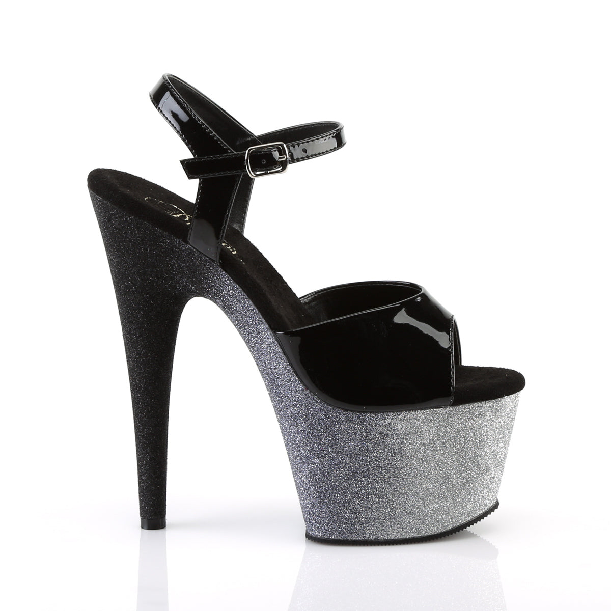 ADORE-709OMBRE Black & Orange Ankle Peep Toe High Heel Silver & Black Multi view 2