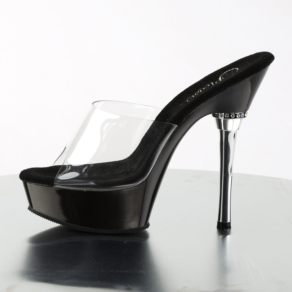 ALLURE-601 Black & Clear Peep Toe High Heel Black & Clear Multi view 4