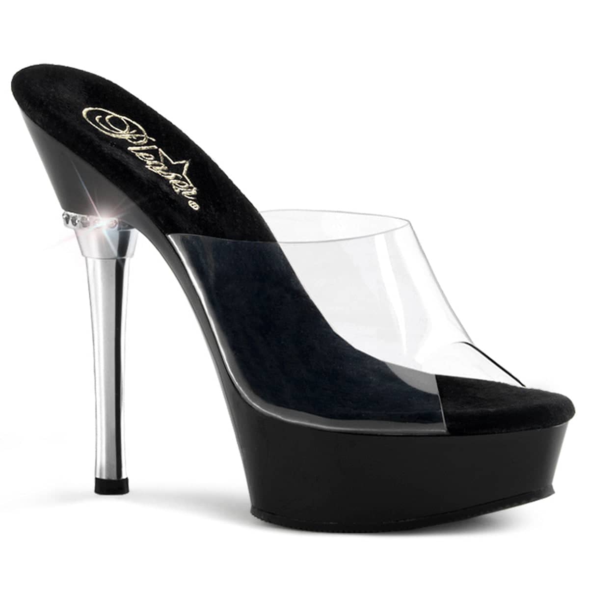 ALLURE-601 Black & Clear Peep Toe High Heel