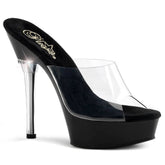 ALLURE-601 Black & Clear Peep Toe High Heel