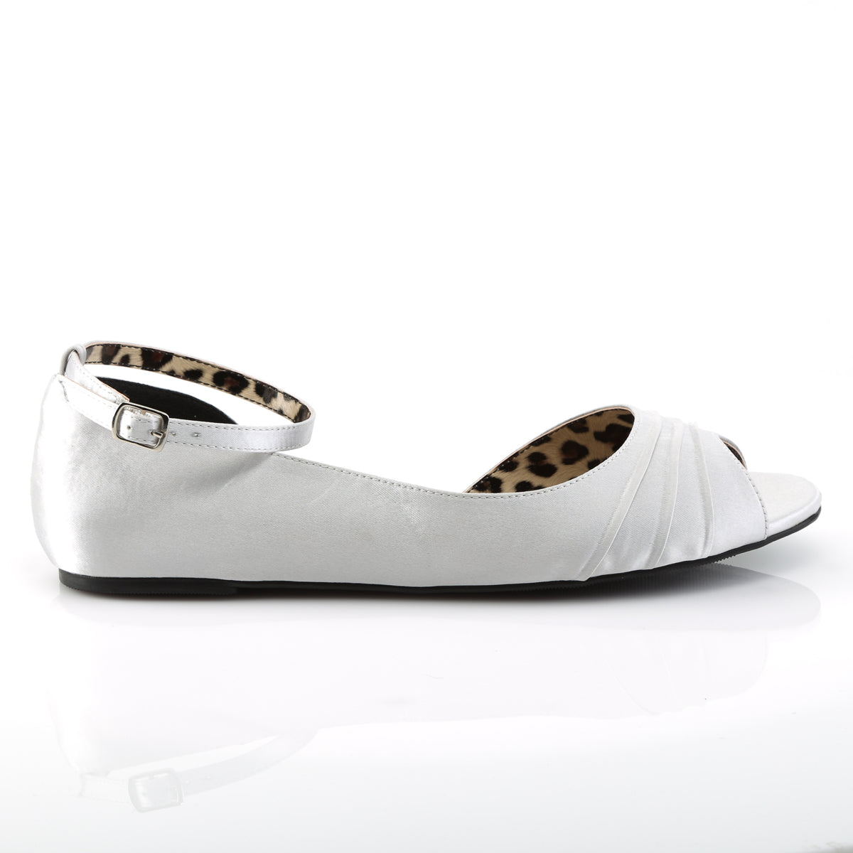 ANNA-03 Black Satin Flat Ballet Silver Multi view 2