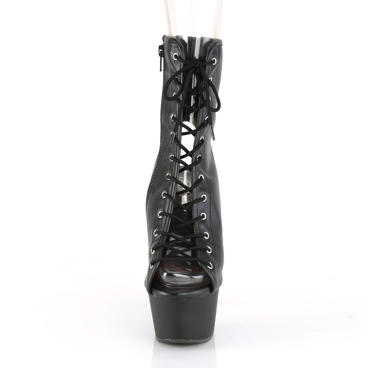 ASPIRE-1016 Black Faux Leather Calf High Peep Toe Boots Black Multi view 5