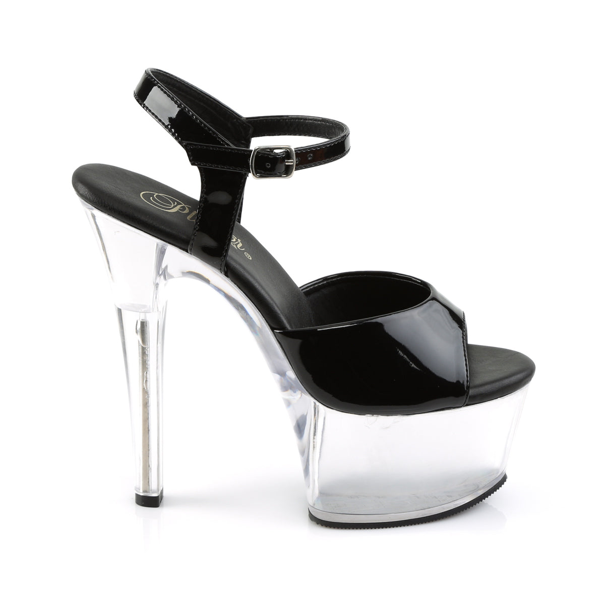 ASPIRE-609 Patent Black & Clear Peep Toe High Heel Black & Clear Multi view 2