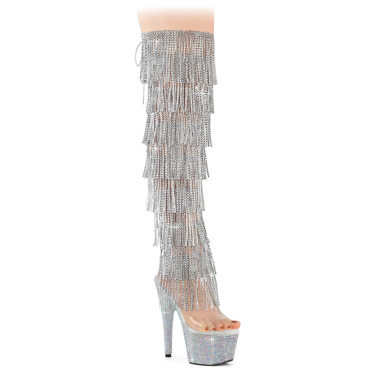 BEJEWELED-3019C-RSF Fringe Over-The-Knee Boot