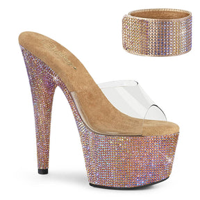 BEJEWELED-712RS Clear & Multi Colour Peep Toe High Heel