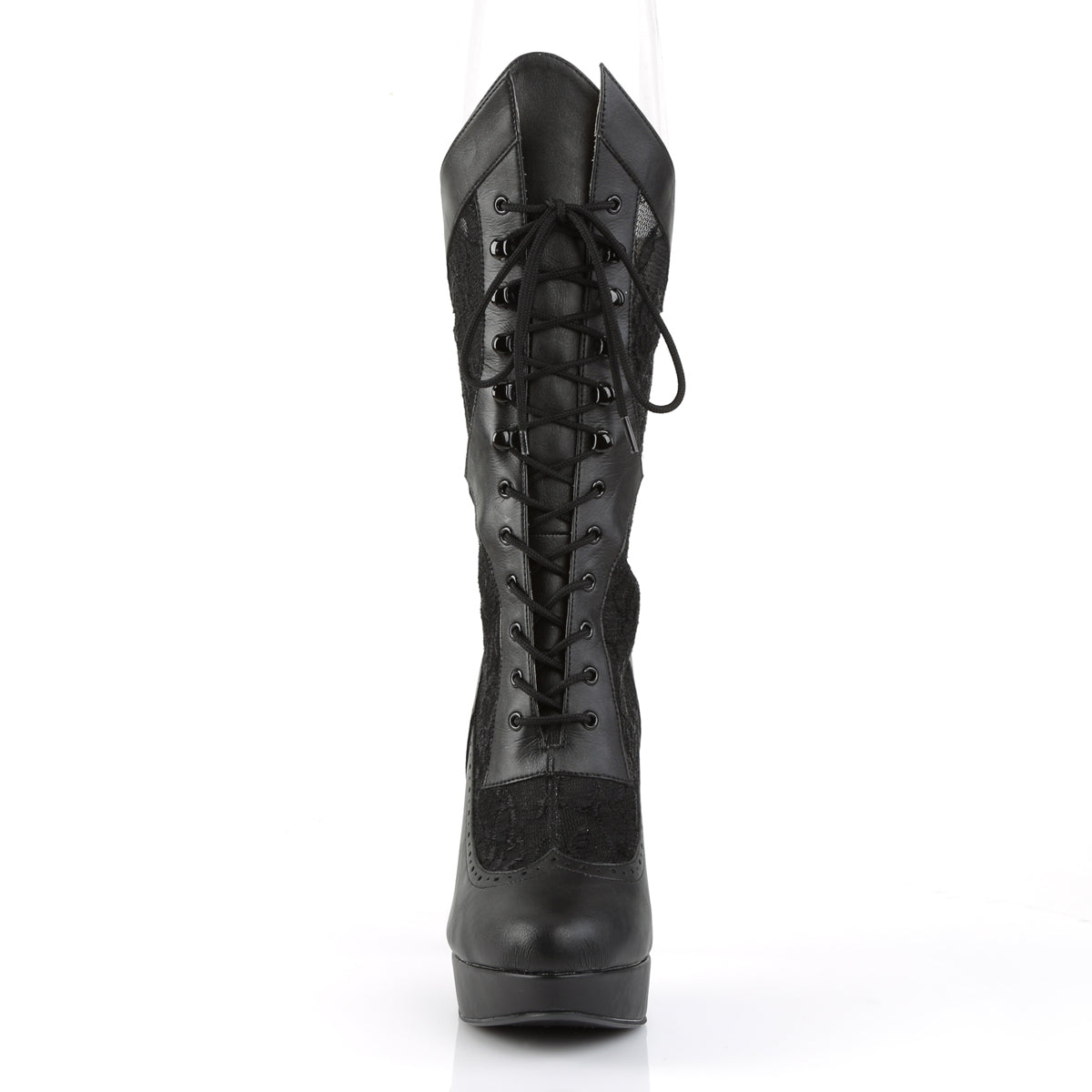 CHLOE-115 Black Faux Leather Calf High Boots Black Multi view 5