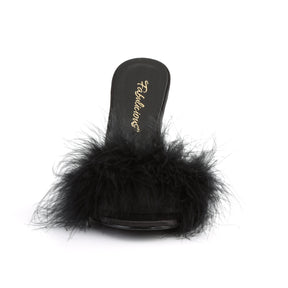 CLASSIQUE-01F Fluffy Mule Heels Black Multi view 5