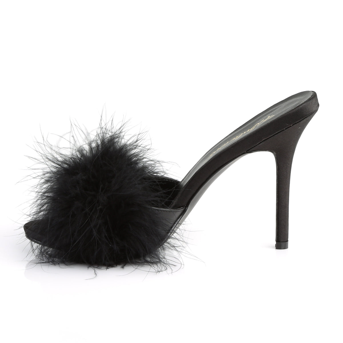 CLASSIQUE-01F White Fluffy Slide High Heel Black Multi view 4