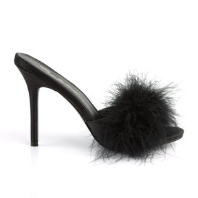 CLASSIQUE-01F White Fluffy Slide High Heel Black Multi view 2