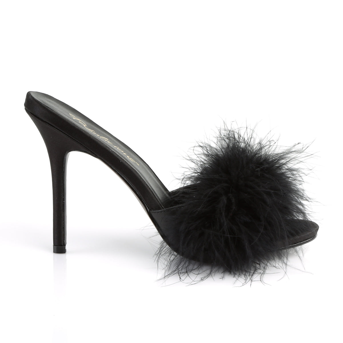 CLASSIQUE-01F Fluffy Mule Heels Black Multi view 2