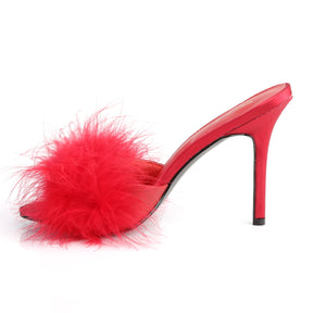 CLASSIQUE-01F White Fluffy Slide High Heel Red Multi view 4