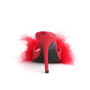 CLASSIQUE-01F Fluffy Mule Heels Red Multi view 3