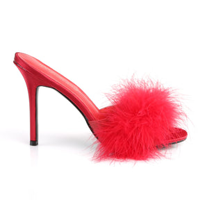 CLASSIQUE-01F White Fluffy Slide High Heel Red Multi view 2