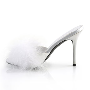 CLASSIQUE-01F Fluffy Mule Heels White Multi view 4