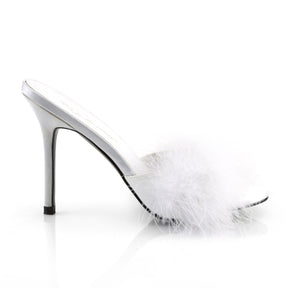 CLASSIQUE-01F Fluffy Mule Heels White Multi view 2