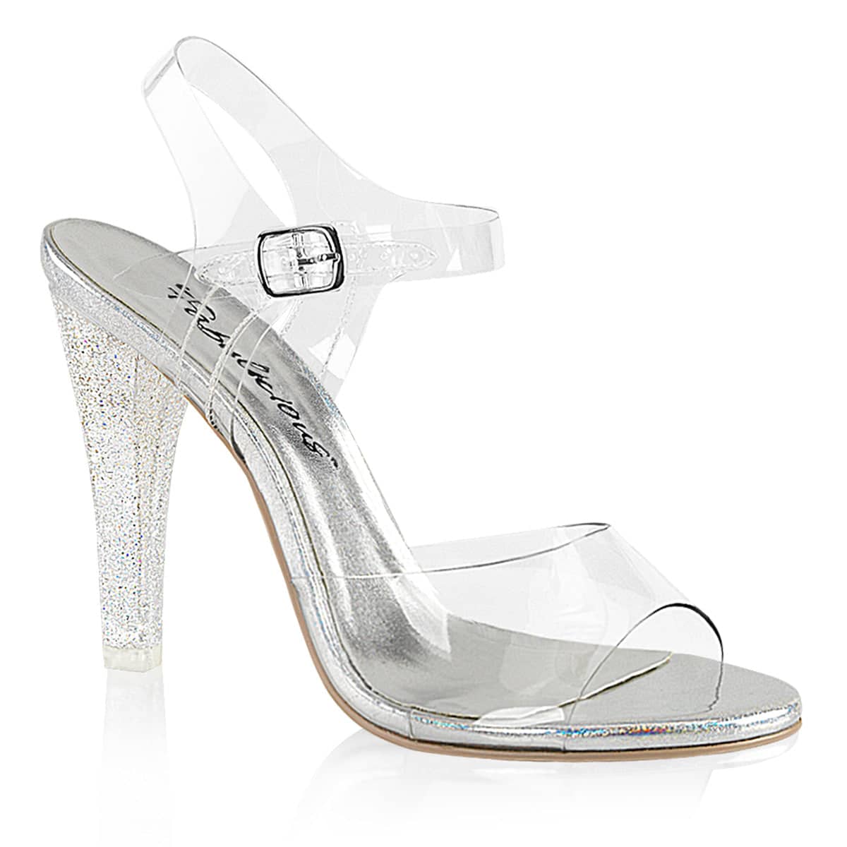 CLEARLY-408MG Glitter Perspex Heels