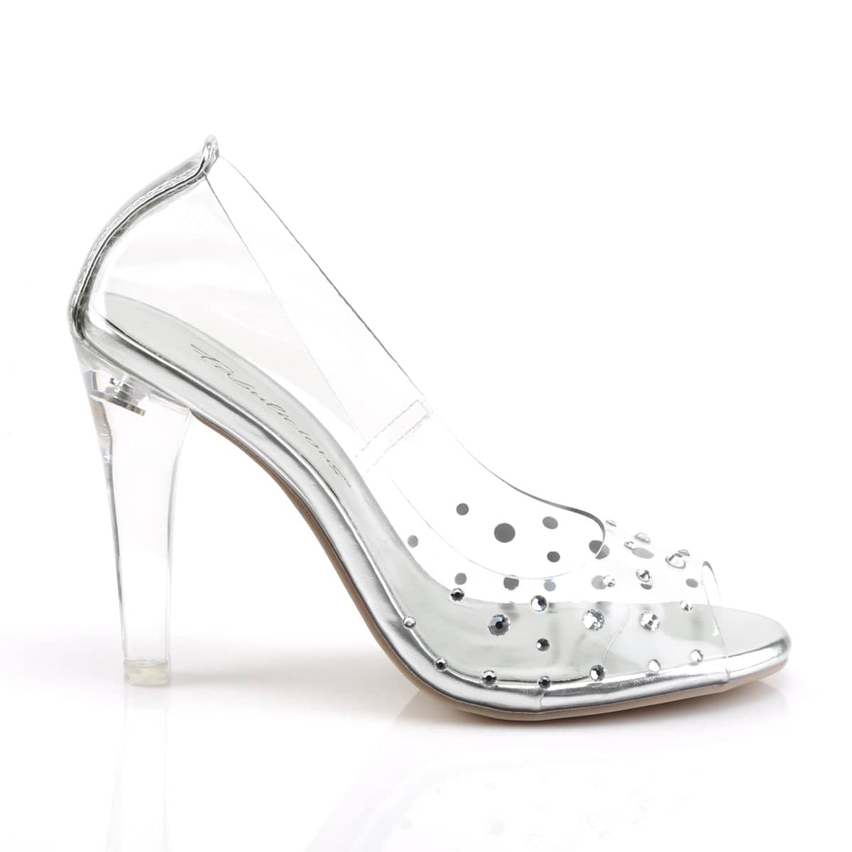 CLEARLY-420 Rhinestone Perspex Peep Toe Heels