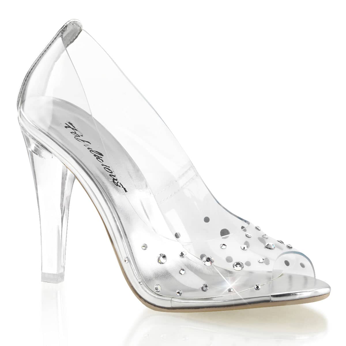 CLEARLY-420 Rhinestone Perspex Peep Toe Heels