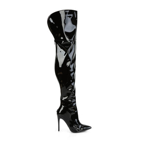 COURTLY-3012 Red Patent Thigh High Boots Black Multi view 2