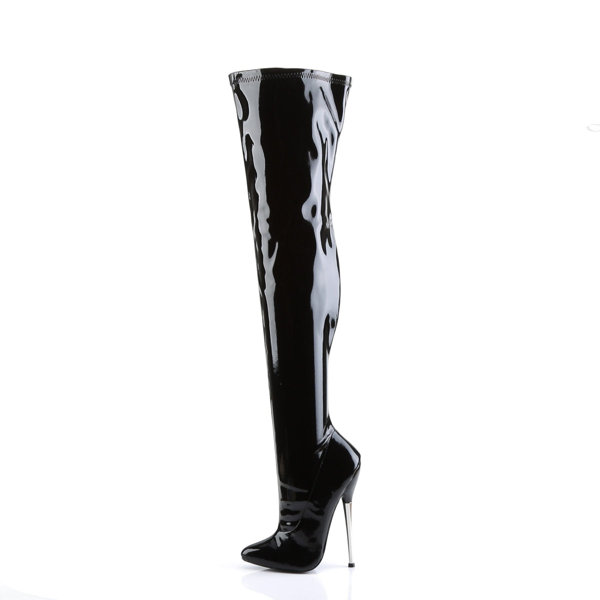 DAGGER-3000 Black Patent Thigh High Boots Black Multi view 4