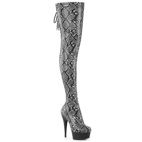 DELIGHT-3008SP-BT Snake Stretch Print Pull-On Thigh Boot