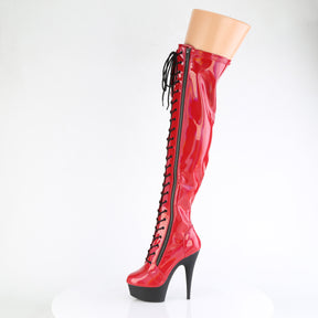 DELIGHT-3029 Stiletto Heel Platform Boots Red & Black Multi view 4