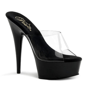 DELIGHT-601 Black & Clear Peep Toe High Heel