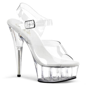 DELIGHT-608 Rose Gold & Clear Ankle Peep Toe High Heel